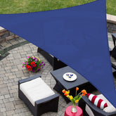AsterOutdoor blue triangle sail front view showing full coverage and shade