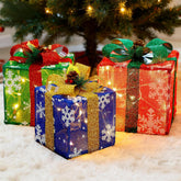 ATDAWN front view of three illuminated gift boxes adding curb appeal