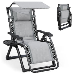 ATORPOK zero gravity chair front view showing padded comfort and canopy