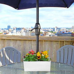 AuldHome Design two half pots joined around an umbrella pole for a seamless planter