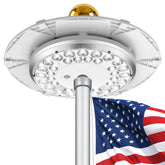 Aurolit front view showing compact housing and large reflector for full flag coverage