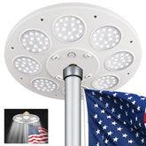 Aurolit front-mounted flagpole light showing compact design and even illumination