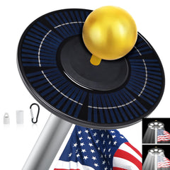 Aurolit mounted on flagpole at dusk providing hands-free night lighting