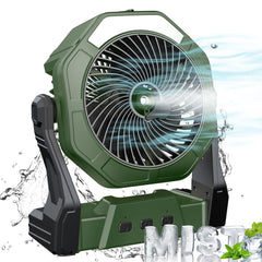 Ausic front view showing lantern and fan, clarifies portable cooling benefits