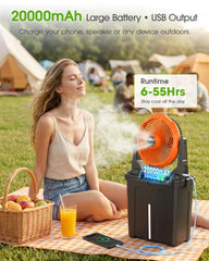 Ausic side profile demonstrating 90-degree oscillation and wide airflow coverage