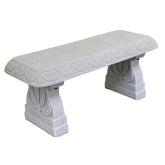 Austram front view of limestone bench showing classical appeal and curbside charm