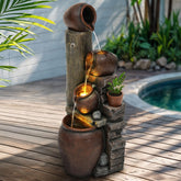 AUTO DAYA front view of full fountain showing elegant stacked pitchers and focal presence