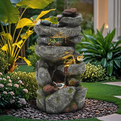 AUTODAYA fountain lit by warm LED lights at night enhancing evening ambiance