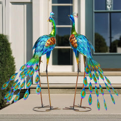 Autodaya peacock shown with U-shaped ground stake installed for wind-proof stability