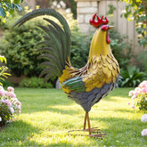 Autodaya metal rooster front view showing lifelike detail and curb appeal