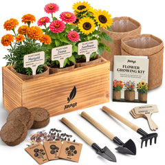 AVERGO front packaging showing complete indoor flower kit and benefit of organized contents