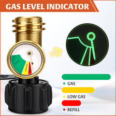 AWEASROY dial closeup showing clear propane level readout for planning