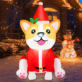 B&D front view of corgi inflatable showing festive design and curb appeal