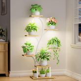 BACEKOLL front view of lighted plant stand showing multiple tiers and lit grow light benefits