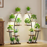 BACEKOLL front view showing half-moon plant stand and tidy pot display benefits space-saving