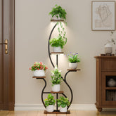 BACEKOLL S-shaped plant stand front view showing six-tier display and space-saving benefit