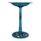 Backyard Expressions front view showing whole blue bird bath and curb appeal
