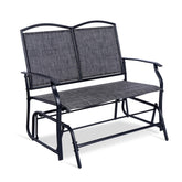 Backyard Expressions front view of two-person glider bench showing seating and modern look