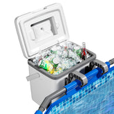 BACOENG front view hanging on pool shows secure mounting and easy access