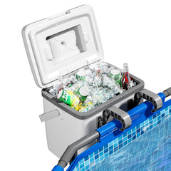 BACOENG front view hanging on pool shows secure mounting and easy access