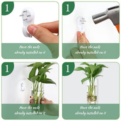 Baderke hanging vase on tile using invisible traceless hook for no-drill mounting