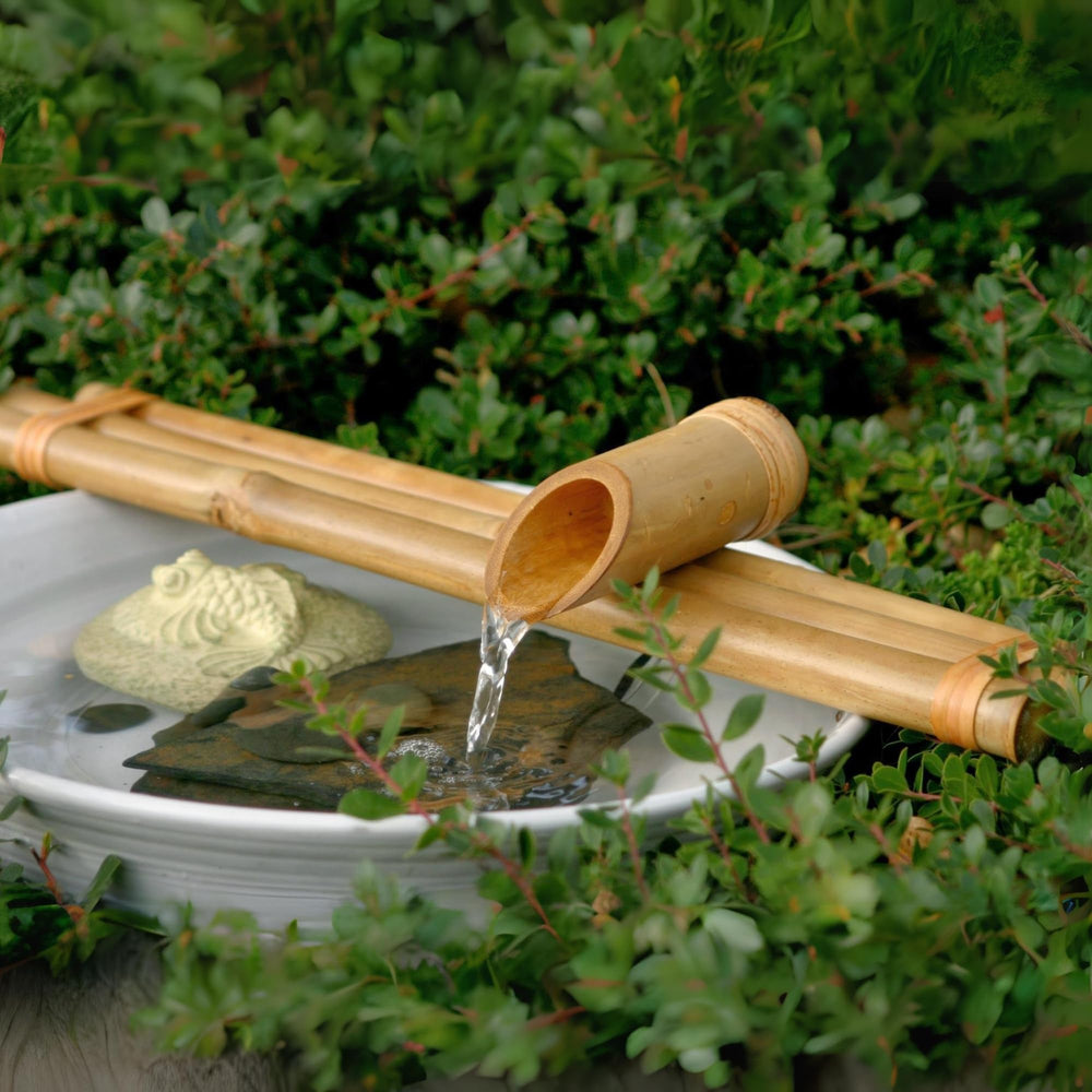 Bamboo Accents front view assembled fountain showing serene garden focal point benefit