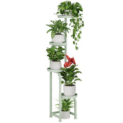 Bamworld corner plant stand front view showing compact tall display and space saving