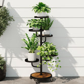 Bamworld front view of assembled stand showing sleek black design and stable tiers