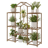 Bamworld front view of plant stand highlighting shape and storage benefits