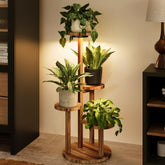 Bamworld front view of corner plant stand showcasing compact vertical garden and clean design