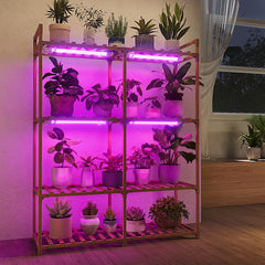 Bamworld front view of 4-tier plant stand showing space-saving benefit