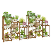 Bamworld front view of double 3-tier stands showing organized plant display and visual appeal