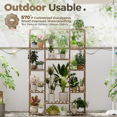 Bamworld shelf detail with multiple pots showing organized plant storage