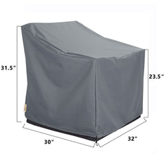 BANER GARDEN covered chair front view demonstrating snug protection from rain