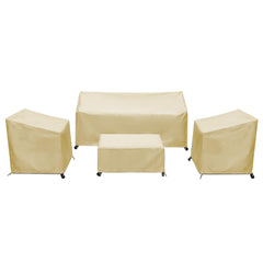 BANER GARDEN front view of full 4-piece beige cover set protecting furniture