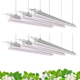 Barrina 4ft T8 front packaging showing six-grow-light kit and clear benefits