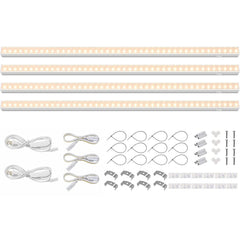 Barrina front packaging showing 2ft T5 4-pack and included accessories benefits organized setup