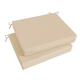 Basic Beyond front view of two beige cushions showing clean styling and comfort