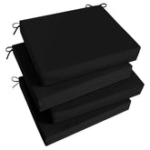 Basic Beyond front view of four black patio cushions showing neat square corners and fit