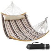 Bathonly double hammock front view shows full bed and spreader bar, offering comfortable two-person relaxation