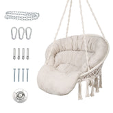 Bathonly front view of beige hammock chair showing full shape and comfort