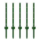 Bavnnro front view of five green steel posts showing pack and benefit of ready supply