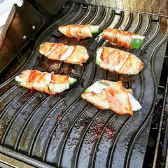 BBQ Future reversible griddle showing smooth and ridged sides for versatility