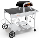 BBQMall front view assembled cart showing roomy prep surface and oven compatibility