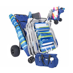 BeachMall front view of wagon showing cooler and holders for easy transport