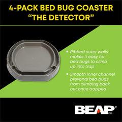 BEAPCO interceptor installed under a bed leg blocking bed bugs and protecting sleep