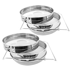 BEEKNOWS front view of stainless steel strainer showing secure fit and easy use