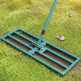 BeeOwner front view showing full rake and long handle for efficient leveling
