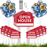 Beeveer front view of sign kit showing signs and balloons for visible open houses