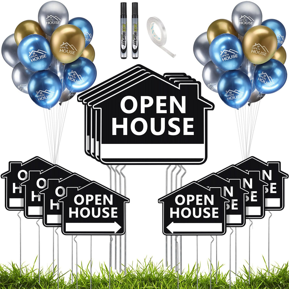 Beeveer front view of stacked open house signs showing clear directional text and durability